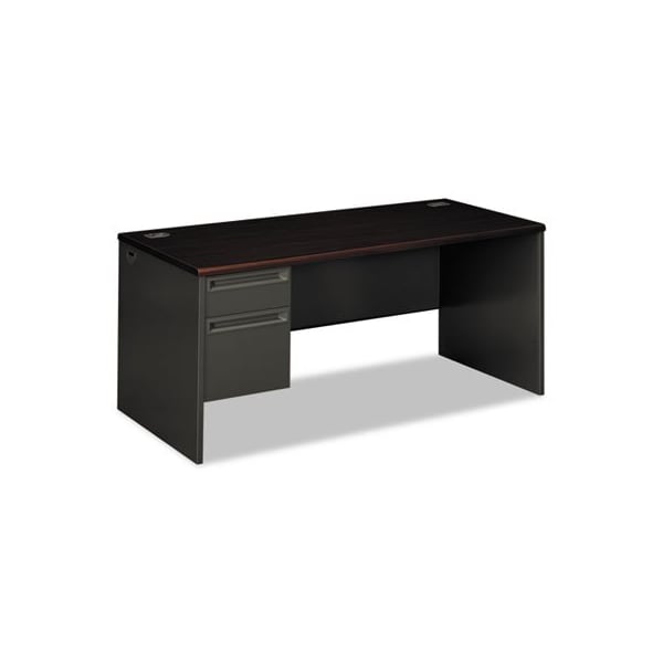 Hon HON, 38000 SERIES LEFT PEDESTAL DESK, 66W X 30D X 29.5H, MAHOGANY/CHARCOAL 38292LNS - main